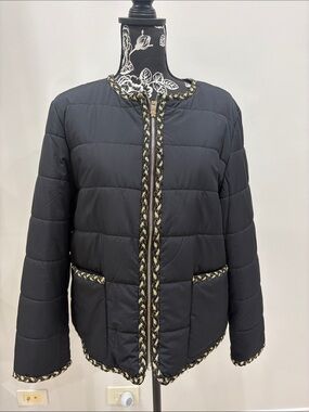 NWOT Chico's Quilted Jacket -Gold/Black
size 2